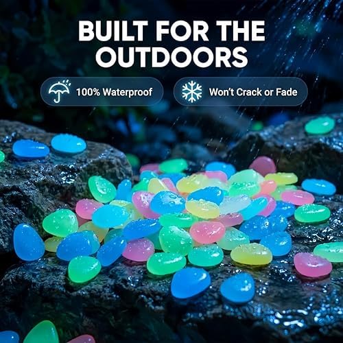 Colorful Glow-in-The-Dark Garden Stones,Night Guide Pebbles,for Aquarium Fish Tank Sidewalk Garden Path Patio Terrace Lawn Yard Ornaments Colorful Cobbles Decor (400, Yellow) - Image 4