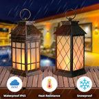 18" Solar Lanterns Outdoor Waterproof Flickering Flame Copper - Image 6