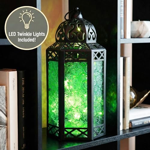 Vela Lanterns Decorative Indoor Fairy Light Candle Holder, Green, L - Image 2