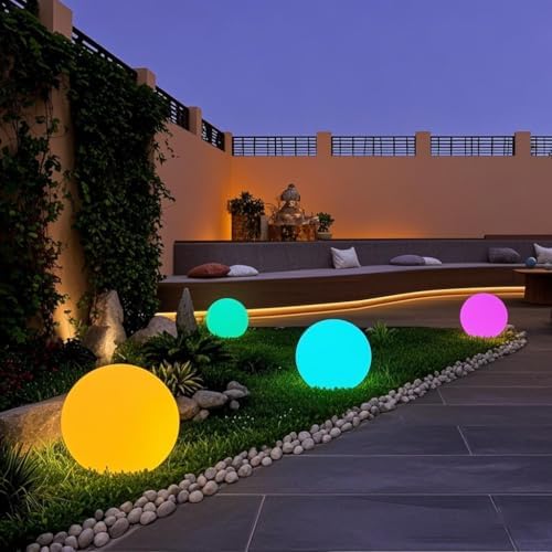 Solar Globe Light Outdoor w/Ground Stake, 12 Inch Solar Ball Light w/Remote - Image 7