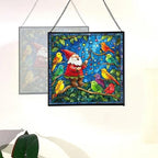 Gnome with Singing Birds Stained Glass Suncatcher – Square Hanging Window Panel for Home or Greenhouse – Whimsical Glass Art Gift for Garden Lovers, Christmas, Halloween, Father Days Q6K5Em - Image 4
