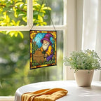 Gnome Beekeeping Stained Glass Suncatcher – Square Hanging Window Panel for Home, Garden, Nursery, Halloween, Christmas, Memorial Day – Whimsical Glass Art Gift for Gnome Lovers b9jpfw - Image 3
