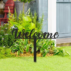 Metal Welcome Sign Decorative Garden Stake, Elegant Script Design Gifts Silhouette Statues for Yard Art, Outside, Patio, Outdoor Decor, Garden Decorations, Lawn Ornaments - 16" Black - Image 3