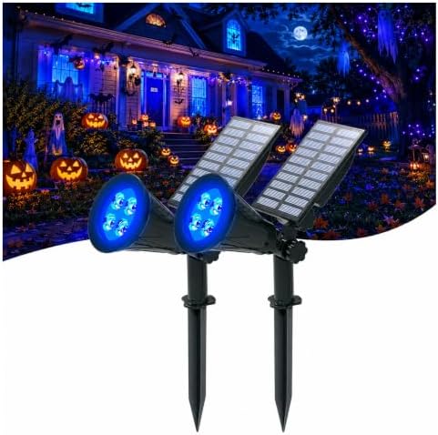 T-SUNUS Blue Solar Landscape Spotlights Outdoor 2 Pack IP65 Waterproof Flag by T-SUNUSLighting