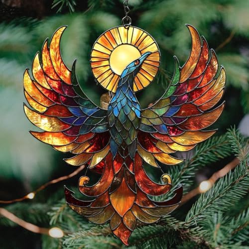 Vivid Phoenix Mosaic Sun Catcher Acrylic Suncatcher - Image 4