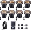 Landscape Well Light Kit, 8 Pack Low Voltage In Ground Lights and 100W Transformer and 100FT Cable and 30 Wire Connectors, IP67 Waterproof Outdoor, Grill Top Aluminum for Path Tree by Varmtalys