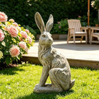 DiliComing Outdoor Rabbit Garden Statue 12 Inch Grey Bunny Yard Decor - Image 4
