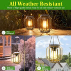 Solar Lanterns, Upgraded Metal Outdoor Lights, Brighter Hanging Solar Lights for Outside Waterproof, Auto On/Off Warm White Lighting for Yard, Garden, Patio, Pathway Decor (Bronze, 2 Pack) - Image 5
