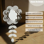 4Pack 10inch Sublimation Wind Spinner Blanks 3D Aluminum Metal Wind Sculpture Kinetic Spinners for Yard and Garden Indoor Art Ornaments Hanging Decoration (Leaf Branch Flower) - Image 3