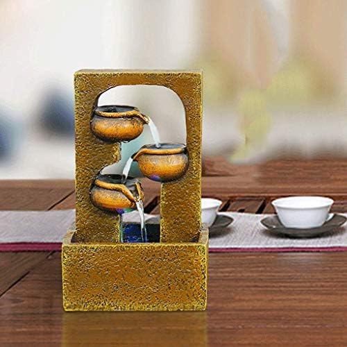 Indoor Tabletop Water Fountain Indoor and Outdoor Decorative Fountain Relaxation Desktop and Tabletop Fountain with Water Pump for Home Office Garden Terrace, 9.8" Height Environmental Resin Waterfall - Image 5