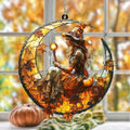 Autumn Witch Crescent Moon Acrylic Suncatcher - Faux Stained Glass Indoor Window Hanging Ornament, Outdoor Sun Catcher Panel, Home Decor Gift for Autumn Lovers by Unknown