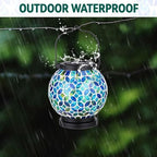 VOREEN Mosaic Solar Lanterns, Handmade Outdoor Glass Hanging Light, Waterproof Solar Table Lamp, Gift for Mom Wife Friend, Decor for Garden, Patio, Yard, Balcony, Green & Yellow, Leaves Pattern - Image 4