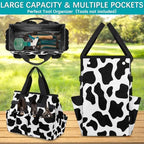 Black White Garden Tool Bag Organizer Heavy Duty Fun Cow Print Farm Animal Gardening Tote Bag with 10 Pockets for Women Men Gardening Gifts - Image 4