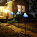 Afirst Solar Garden Lights, Hand-Blown Glass Bluebird Outdoor Garden Decor - Image 2