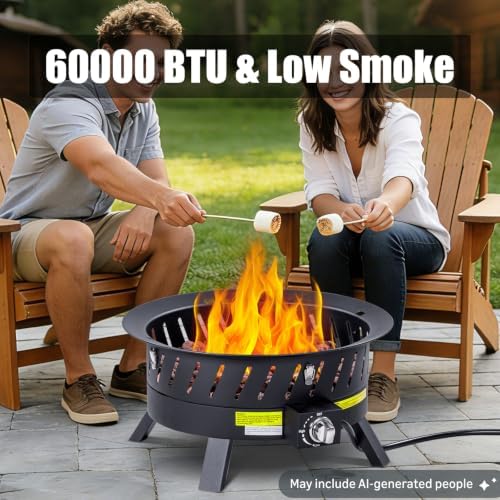 EcoNook 24 inch Portable Propane Fire Pits with Grill - Image 2