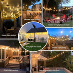 150 FT Outdoor String Lights for Outside Black with 48pcs Replaceable S14 Edison Lights 2200K, Weatherproof for Patio Pergola Gazebo Backyard, 1-Pack, Hooks and Zip Ties Included, Connectable - Image 6