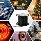 Low Voltage Landscape Lighting Cable 18/2 SPT-1W Bulk Lamp Cord 300-Volt 18-Gauge 250-feet Spool Black UL Listed - Image 7