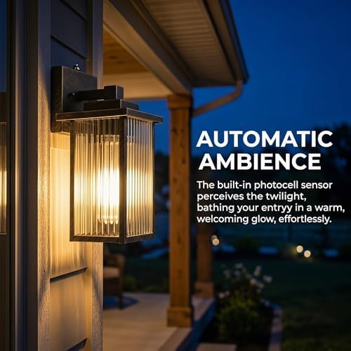 2-Pack 13-Inch Dusk to Dawn Outdoor Light, Black Brush Gold Metal - Image 6