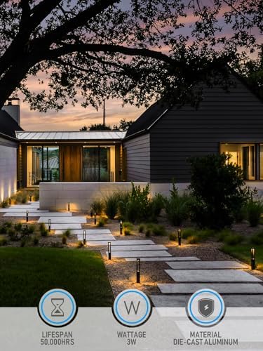 LEONLITE 6-Pack 3W LED Low Voltage Path Lights Aluminum 3000K Black - Image 3