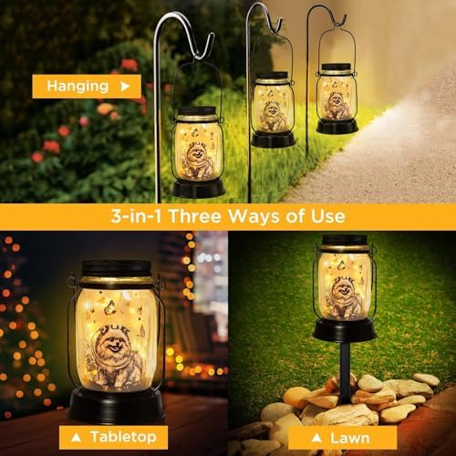 kyoryuger Pomeranian Gifts for Women/Men Pomeranian Solar Lanterns Dog Mom Birthday Dog Lovers Lantern Pet Loss Pet Memorial Lights Solar Garden Decoration for Yard, Patio,Backyard,Porch Torches - Image 4