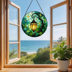 Stained Glass Suncatcher Glowing Lantern Art Window Hanging, Botanical Leaf Garden Decor for Home, Unique Birthday Gift for Mom, Wife, Her, Nature Wall Accents (Mixed,11.8×11.8 in) - Image 3