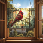 Vintage Cardinal On Branch Stained Glass Window Hanging, Colorful Sun Catchers Glass Panel Rectangle Suncatcher Decor for Birthday for Women, Men, Wife, Aunt, and Mom 15"x11" - Image 4
