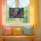Glowing Coral Garden with Tiny Seahorse Rectangular Stained Glass Suncatcher – Hanging Window Panel with Animal & Nature Scene – Vibrant Glass Art Gift for Wildlife, Fantasy, Nature Lovers zHBtGp - Image 5