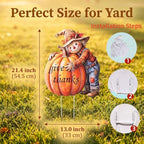 Metal Thanksgiving Garden Stake, Fall Harvest Scarecrow with Pumpkin Yard Sign, Give Thanks Outdoor Lawn Patio Decor, (21.4 * 13 * 0.6in) - Image 3