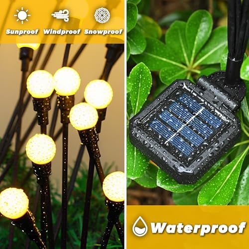Solar Lights Outdoor-8Pack 64LEDs Solar Garden Firefly Lights Outside,Solar Powered Light Outdoor and Garden Decorative IP65 Waterproof,Yard Patio Pathway Decor,Gardening Gifts for Women,Warm White - Image 6