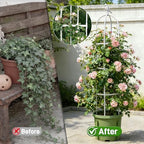 2 Pack Trellis for Climbing Planting Outdoor, 6ft Plant Trellis-Rustproof Metal Pipe with Heavy Duty Plastic Coated, Potted Plant Support for Clematis Vine Jasmine Support (White, 2 Pack) - Image 4