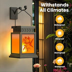 2 Pack Farmhouse Solar Lanterns ,Flame Glass Solar Lanterns ,Outdoor Waterproof Upgraded Solar and 2 AA Batteries Powered, for Mantelpiece,Outside Porch, Patio and Indoor Tables. - Image 2