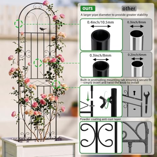 ARIFARO 2 Pack 78" H x 20" W Metal Garden Trellis for Climbing Plants - Image 4