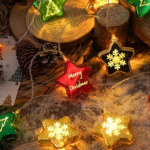 CAKERS Led Christmas String Lights|Creative Ambient Decor Fairy Lights|Hanging Copper Wire Lights|Night Lamps for Birthday Party Xmas Tree Decor,Star Shape,1.5m(4.9ft)-10LED-Battery - Image 5