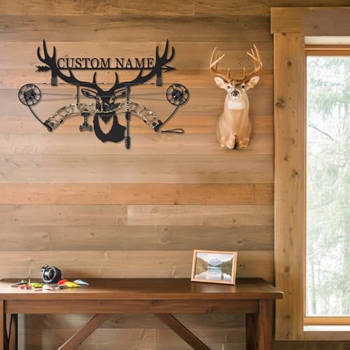 Personalized Deer Hunter Metal Wall Mount & Bow Rack, Custom Deer Hunting Gifts,Outdoor Hunting Decor, Cabin Wall Art, Hunting Room Decor, Lodge Wall Decor, Deer Hunting Accessories - Image 3