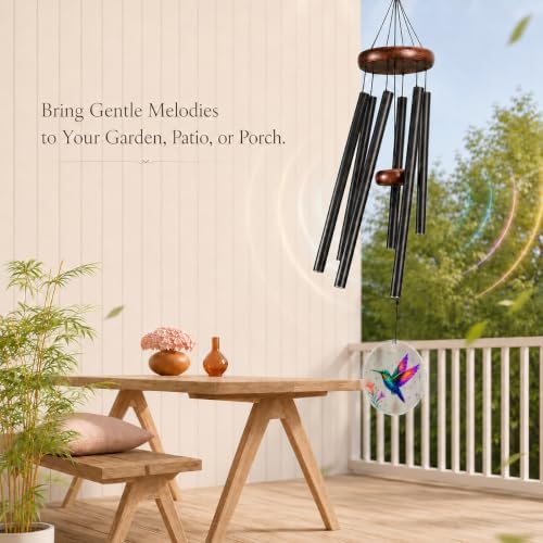 Hummingbird Wind Chimes for Outside, Deep Tone Outdoor Wind Chime with Colorful Wind Catcher, 6 Aluminum Tubes, Garden Porch Patio Decor, Memorial & Birthday Gift - Image 7