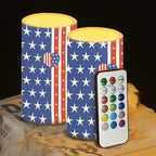 USA Flag Print Flameless Candles with Timer Battery Operated Candles with Remote Elictric Pillar Lights for 4th of July Home Room Dining Table Decorations - Image 4