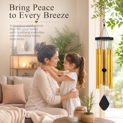 YATSKIA Large Aluminum Wind Chimes for Outside Clearance 24" Gold - Image 3
