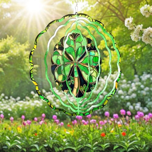 Shamrock Irish St. Patrick's Day Wind Spinner MLN3817WS, 12 inches - 3D Hanging Wind Spinners Outdoor, Yard, Garden Decor - Image 5