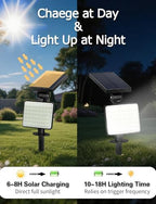 Solar Spotlights Micro-wave Motion Sensor, Outdoor Flood Lights Waterproof with 62pcs Bright LEDs, Landscape Solar Powered Motion Spot Light Dusk-to-Dawn for Garden, Yard, Ground, Wall (White, 2pcs) - Image 3