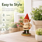 QIANLING 6.3" Garden Gnomes Outdoor, Angry Garden Gnome Statue, Funny Resin Gnome Garden Decor, Garden Gnomes for Yard Lawn Patio Porch Flower Bed Decor, Red Hat Gnome Gift for Garden Lovers - Image 6