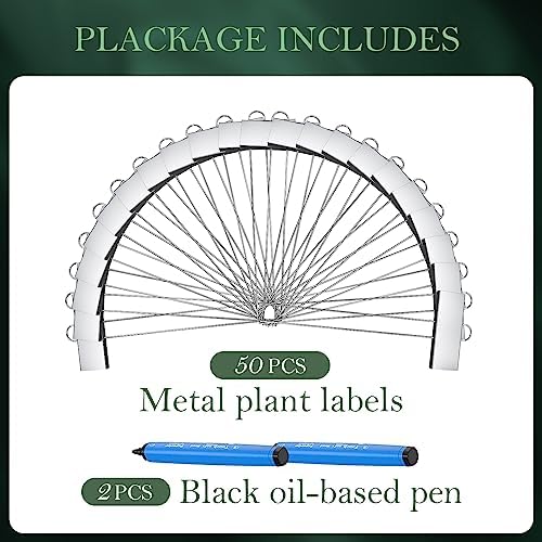 50 Pack Metal Plant Labels for Outdoor Garden Waterproof Plant Markers, Labels Garden Markers for Seedlings Herbs Vegetable Greenhouse Gifts, with Pen - Image 6