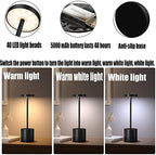 2Pack Cordless Table Lamp, Rechargeable LED Battery 5000mAh Metal USB Portable Powered Desk Lamp, 3 Levels Brightness Light for Restaurants Outdoor (2pack 10.25in Black) - Image 3