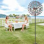 Wind Spinner Kinetic Wind Sculpture, 24.3"W x 79.3"H Large Metal Outdoor Windmill with 5‑Prong Stable Base, 360° Wind Catcher, Eye‑Catching Yard Art Decor for Patio Lawn Garden Backyard (Retro Green) - Image 6