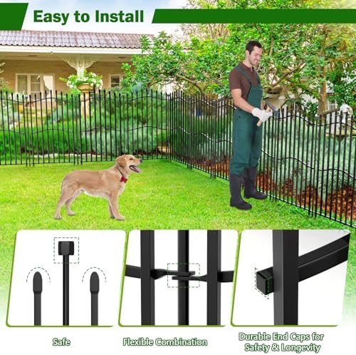 No Dig Garden Fence 40" H x 22.5'L Decorative Yard Dog Outdoor Panels - Image 5