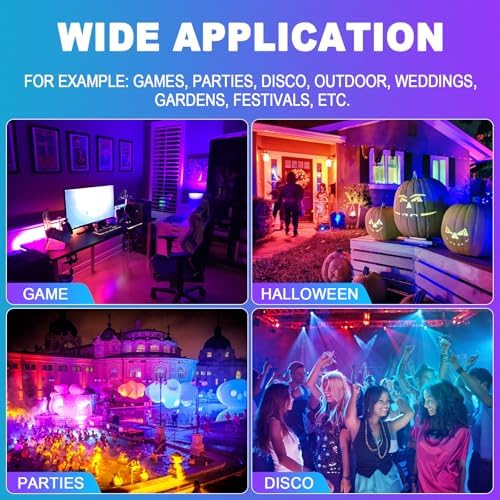 AUXTINGS 30W RGB LED Floodlight,3000LM Smart Flood Lights Outdoor with APP Control, Colour Changing,Timing Scene Lighting for Party Stage Garden Halloween Christmas Decorations,IP66 US Plug,4 Pack - Image 6