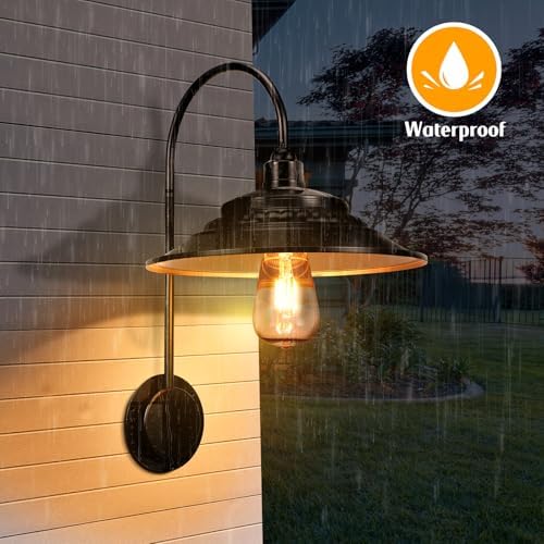 Solar Barn Lights Outdoor, Waterproof 2 Pack Gooseneck Barn Solar Lights - Image 4