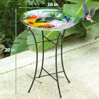 MUMTOP Outdoor Glass Bird Bath Solar Birdbath with Metal Stand Garden Decor - Image 4