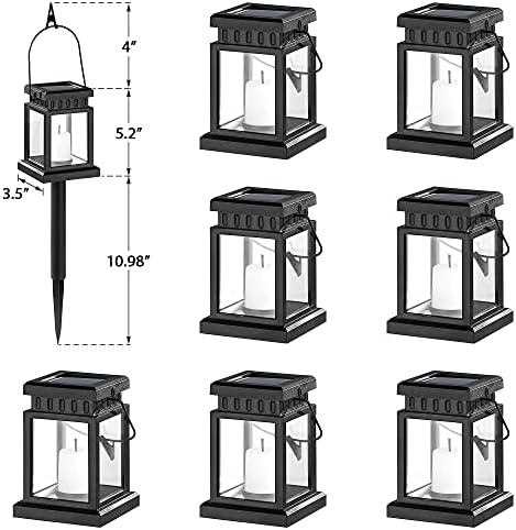 SOLPEX Solar Lanterns Outdoor Waterproof, 8 Pack Solar Lights Outdoor LED Hanging Lantern Lights, Candle Effect Decorative Lights with Stakes for Outside, Garden, Patio, Porch, Yard, Pathway - Image 3