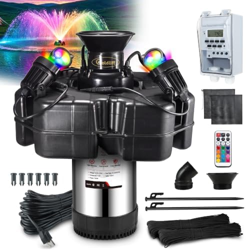 Goldlife Pond Fountain Aerator F4 With 4 RGB Lights 1HP 750W Floating Pump by Goldlife