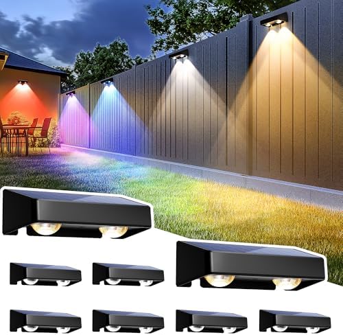 SOLPEX Solar Fence Lights Outdoor, Color Changing,Waterproof IP65, 8 Pack by Solpex